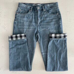 Eddie Bauer 5 Pocket Boyfriend Relaxed Leg MWash Flannel Lined Cotton Jeans 2